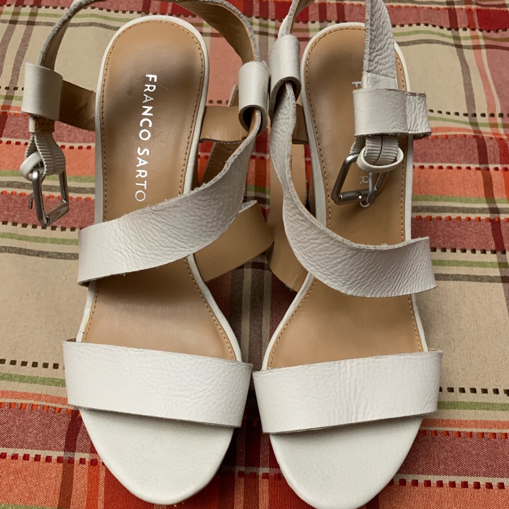 Franco Sarto White Wedge Heels